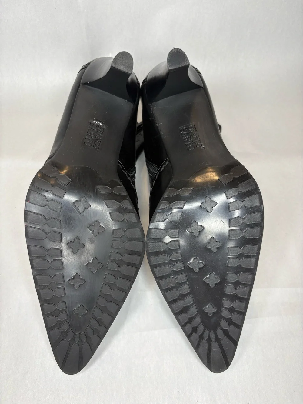 Franco Sarto Black Pointed-Toe Leather Ankle Booties